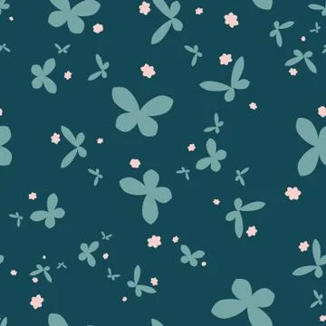 Teal butterflies seamless vector pattern Stock-Illustration