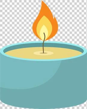 Teal candle with flame, creating a soft and cozy atmosphere with its warm, .. Stock Illustration