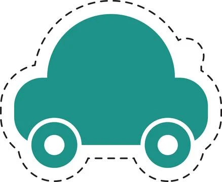 Teal Car Sticker Icon, Simple Vector Illustration, Isolated on White Stock Illustration