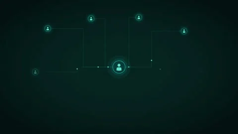 Teal Central Hub People Network Team Connect Glow 4K Loop 库存影片 342604080