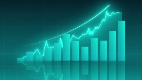 Teal chart with upward trend and glowing line. Stock Footage 286411193