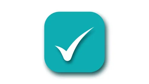Teal Checkmark Icon with Rounded Corners Animation, A teal square icon with.. Stock Footage 304277083