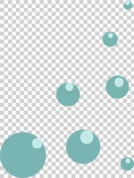 Teal circles floating and gliding on transparent canvas, featuring flat design Stock Illustration