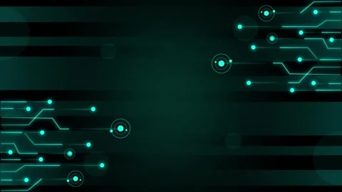 Teal circuit board lines extend smoothly across dark tech spaces. Abstract .. Stock Footage 338240215
