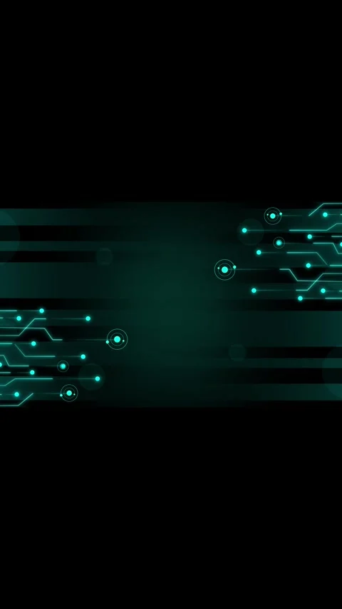 Teal circuit board lines extend smoothly across dark tech spaces. Abstract .. Stock Footage 345968114