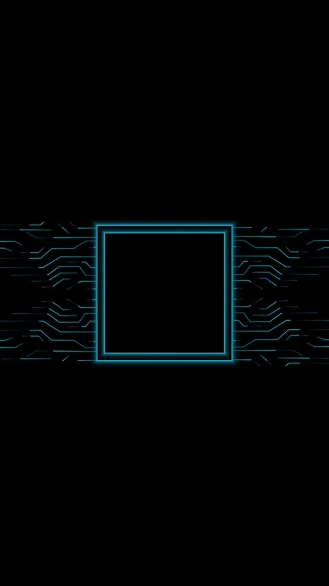 Teal circuit board pattern with central square chip frame. Hardware motherb.. Stock Footage 345968379