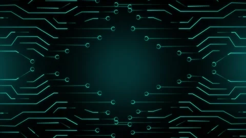 Teal circuit board pattern with glowing data lines. Hardware motherboard sy.. Stock Footage 340528402