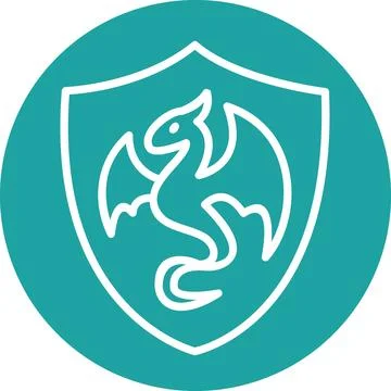 Teal circular shield dragon creature icon Stock Illustration