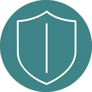 Teal circular shield security line icon Illustrazione stock