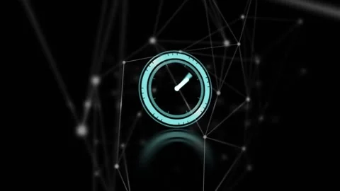 Teal clock appearing as mesh pulsing while hands rotating and bar shrinking Stock Footage 328087972