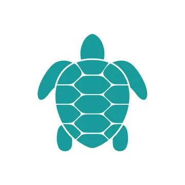 Teal Color Turtle Logo Template Stock Illustration