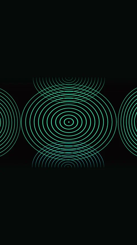 Teal Concentric Circles and Arcs Pattern on vertical mobile video Black Bac.. Stock Footage 344731298