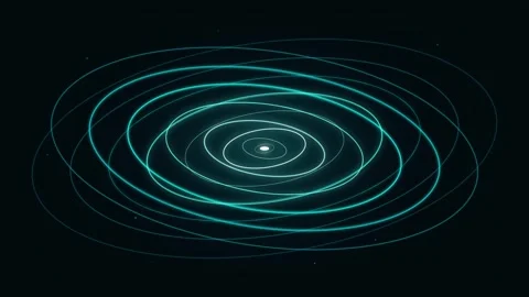 Teal concentric circles radiating from a bright white center on a dark back.. 動画素材 336365228