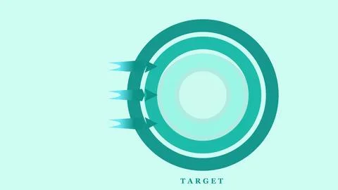 Teal Concentric Target Icon on Pale Mint Background Stock Illustration