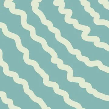 Teal Cream Diagonal Wavy Stripe Background イラスト素材