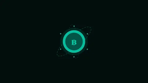 Teal Crypto Coin Rotate Glow Flat Design Finance Animation 库存影片 342610937