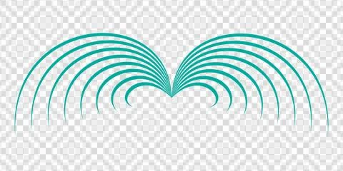 Teal curved lines on transparent background, modern design element Stock Illustration