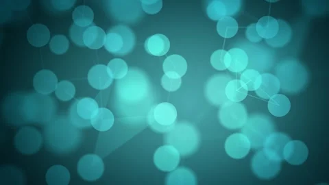 Teal cyan bokeh particles background, soft glowing spheres seamless loop, 4k 3D Stock Footage 334053864