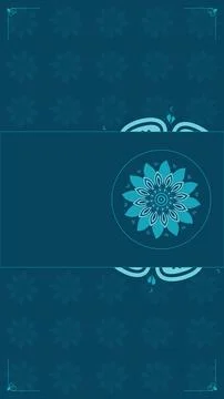 Teal decorative banner featuring a circular floral medallion on the right, .. Stock Illustration