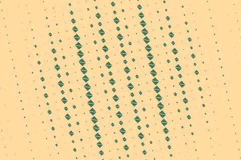 Teal diamonds and tiny geometric marks form airy vertical columns over a so.. Ilustração Stock
