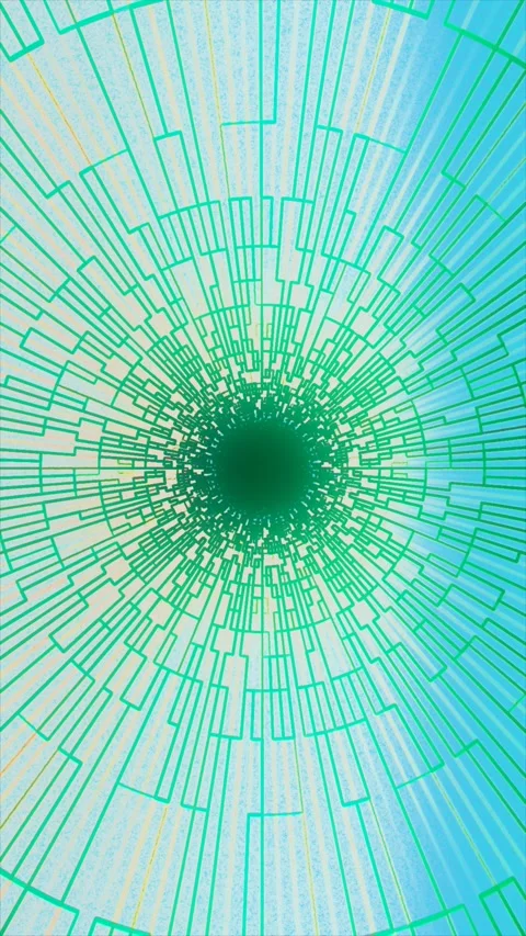 Teal Digital Circuit Geometric Lines Radial Background Stock Footage 336232362