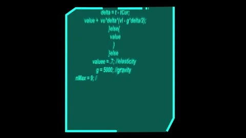 Teal Digital Interface Displaying Computer Code and Programming Lines with .. Stockbeeldmateriaal 337363448