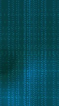 Teal digital rain falls vertically across a deep gradient background Illustrazione stock