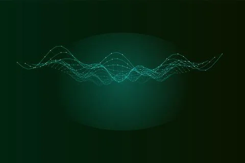 Teal digital sound wave data visualization on dark background for technology. 스톡 일러스트