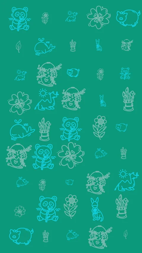 Teal Doodle Pattern Seamless Background with White Line Art Icons Stock-Footage 329849971
