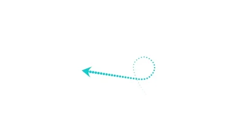 Teal dotted line arrow pointing left, right, up and down on white background Stock Footage 334735402