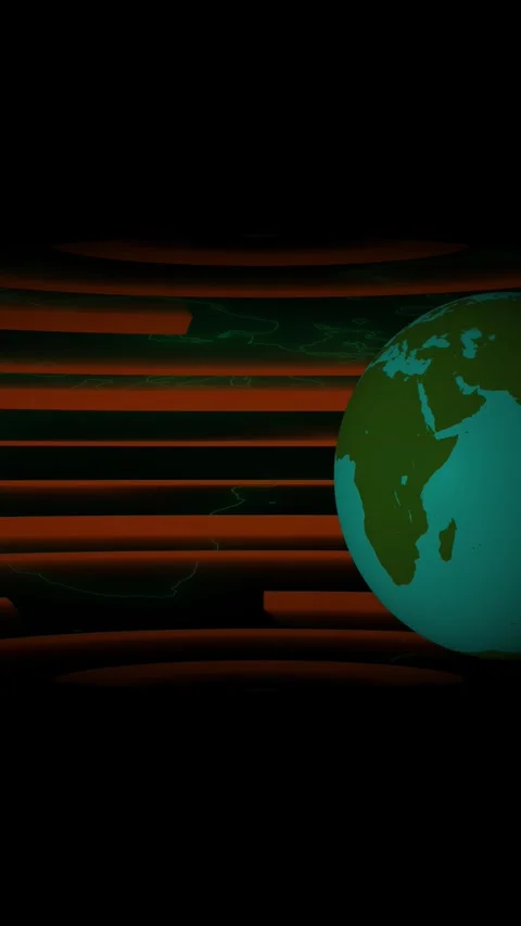 Teal earth globe with orange abstract background. Teal earth globe planet s.. Stock Footage 345962882