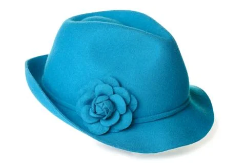 Teal felt hat Stock Photos
