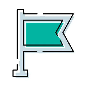 Teal flag icon marking location on map Stock Illustration