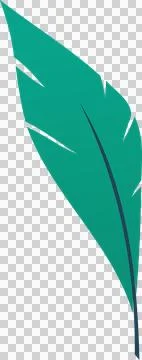 Teal flat design leaf is floating on transparent background, showing gradient Stock Illustration