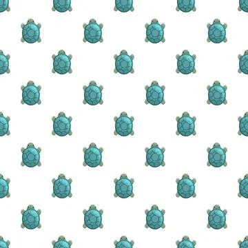 Teal flat style turtles forming a seamless pattern 库存插图