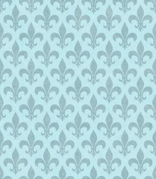 Teal fleur de lis textured fabric background Stock Illustration