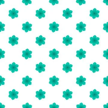 Teal floral pattern with seamless repeating design Stock Illustration