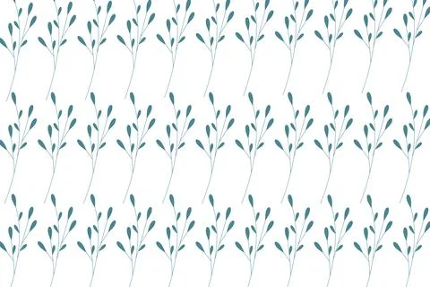 Teal foliage pattern on a white background in seamless design Stock Illustration