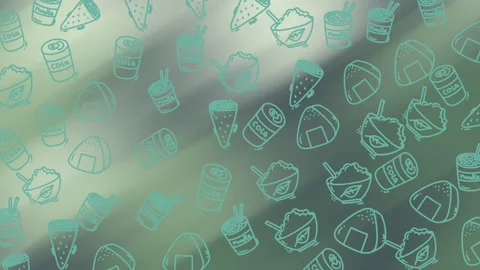 Teal food doodle pattern background with dessert icons stock video 库存影片 330464738