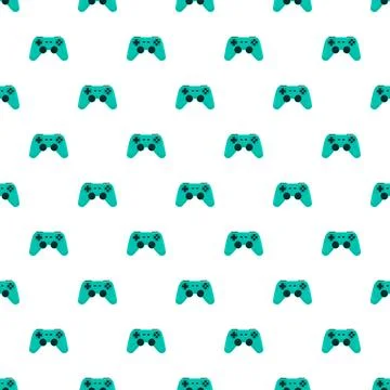 Teal game controller icons creating seamless pattern Stock Illustration