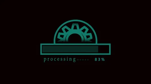 Teal Gear and Progress Bar Indicating 1 to 100% Percent Processing on anima.. Stock Footage 321861150