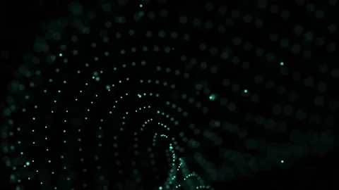 A Teal geometric particles focus animation in black space Stock Footage 155224756
