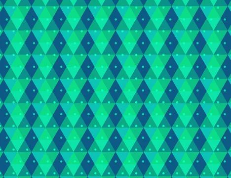 Teal Geometric Triangle Pattern Background With Retro Turquoise Diamonds An.. Stock Illustration