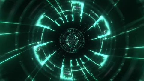Teal Glitch Tunnel VJ Loop Stock Footage 329992235