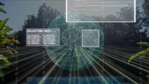 Teal globe fading rotating emitting rays making panels analysing data shrinking Stock Footage 334351709
