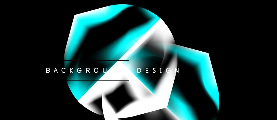 Teal glowing angular shapes cover with title, panoramic vector background Stock Illustration