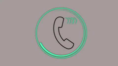 Teal glowing circle phone icon with sound waves gray background 4k ultra hd.. Stock Footage 321582483