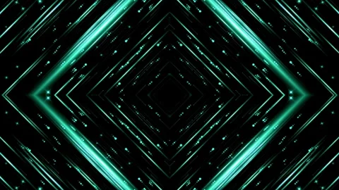 Teal glowing lines creating a symmetrical diamond pattern Stock Footage 291185606