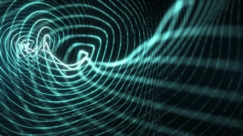 Teal glowing wave lines forming a flowing tunnel with depth and motion, creat Stock Footage 331997104
