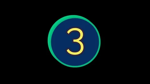 Teal Gradient Circle Countdown Number 3 Animation Clip 库存影片 332087935